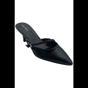 Calvin Klein Women's Jansy Buckle Strap Mid-Stiletto Heels Black - Medium